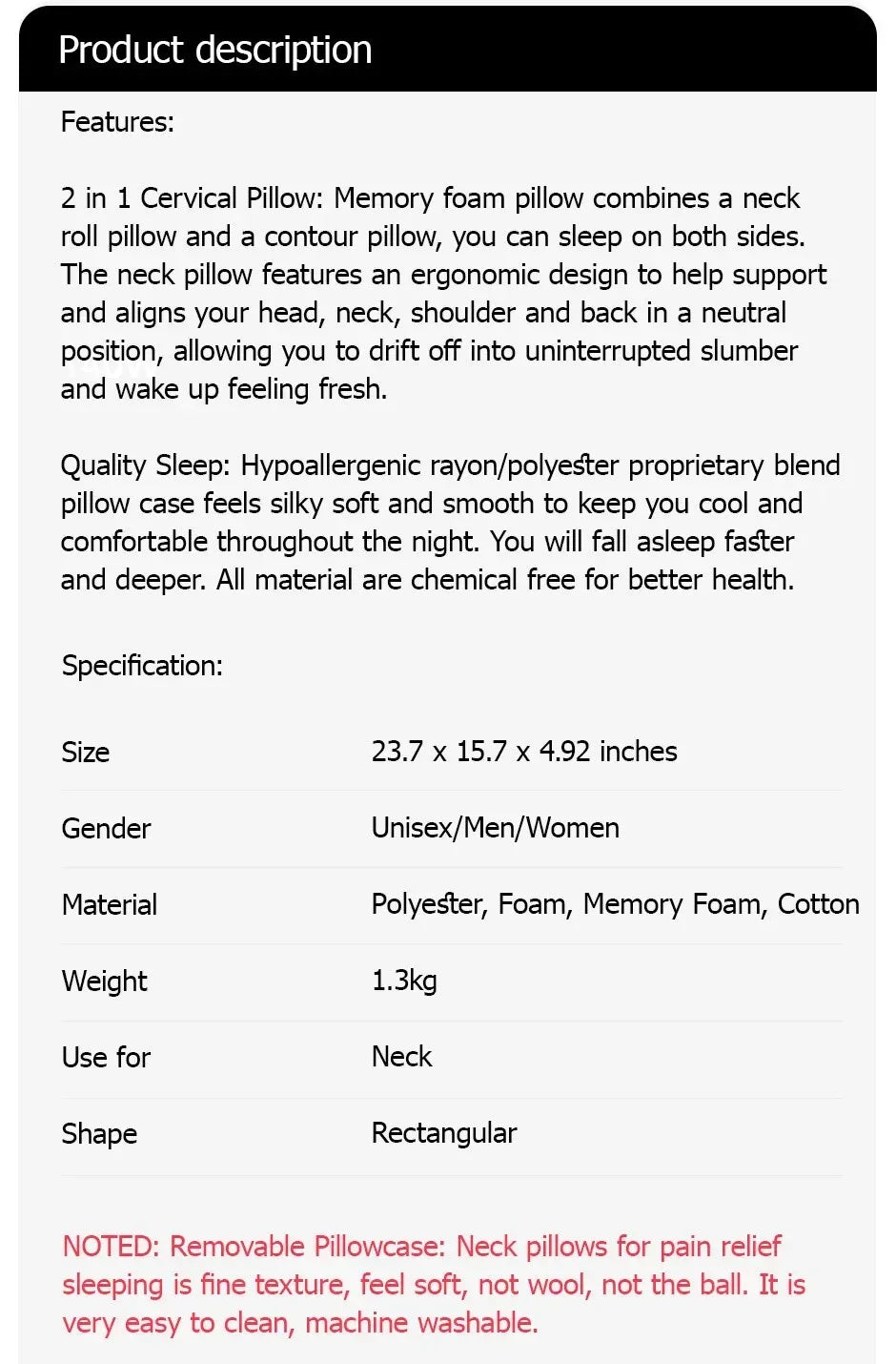 Orthopedic Memory Foam Pillow